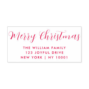 Sello Automático Merry Christmas Red White Typography