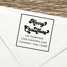 Sello Automático Merry Christmas Return Address Retro Typography