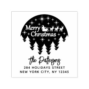 Sello Automático Merry Christmas Santa Personal Return Address