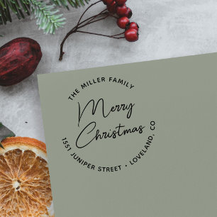 Sello Automático Merry Christmas Script Simple Return Address