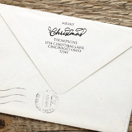 Sello Automático Merry Christmas Simple Calligraphy Return Address