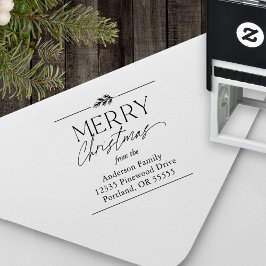 Sello Automático Merry Christmas Typography Name Return Address