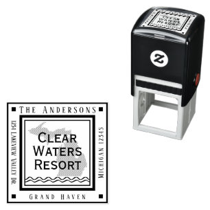 Sello Automático Michigan Map Lake House Return Address Square