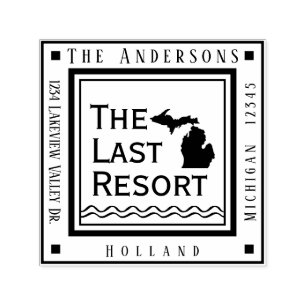 Sello Automático Michigan Map Lake House Return Address Square