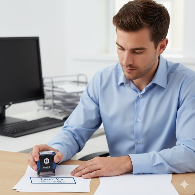 Sello Automático Mini 1.4x0.4 Personalizado Gracias (Personalized Mini 1.4x0.4 Thank You Self-inking Stamp)