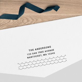 Sello Automático Minimalist Waves Family Name Return Address