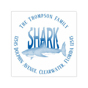 Sello Automático Minimalista Moderno Océano Tiburón Simple Lindo