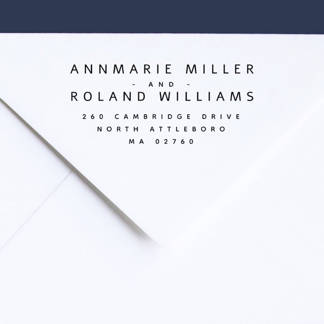 Sello Automático Mínimo Moderno Dos Últimos Nombres Dirección De De (Modern Minimalist Two Last Names Elegant Return Address Stamp for married or unmarried couple)