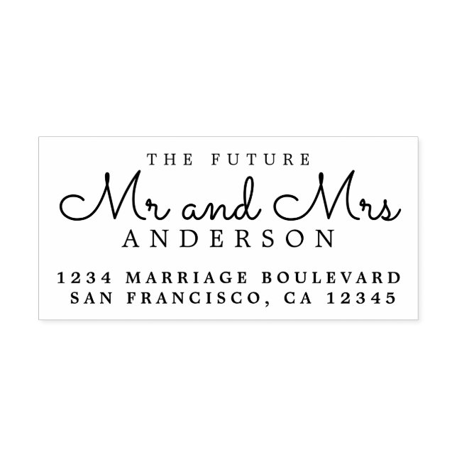 Sello Automático Moda Guión Futuro Sr. Sra. Boda Dirección de Retor (Diseño)