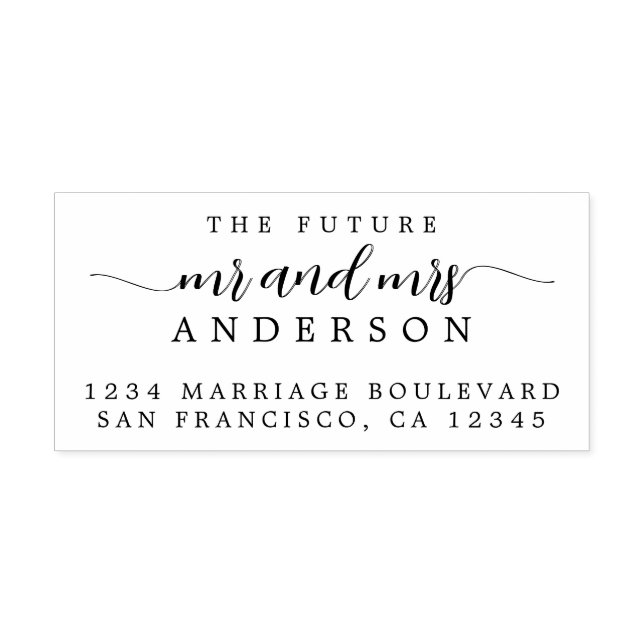 Sello Automático Moda Guión Futuro Sr. Sra. Boda Dirección de Retor (Diseño)