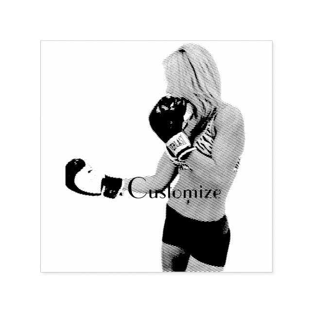Sello Automático Modelo de fitness femenino boxeo Thunder_Cove (Diseño)