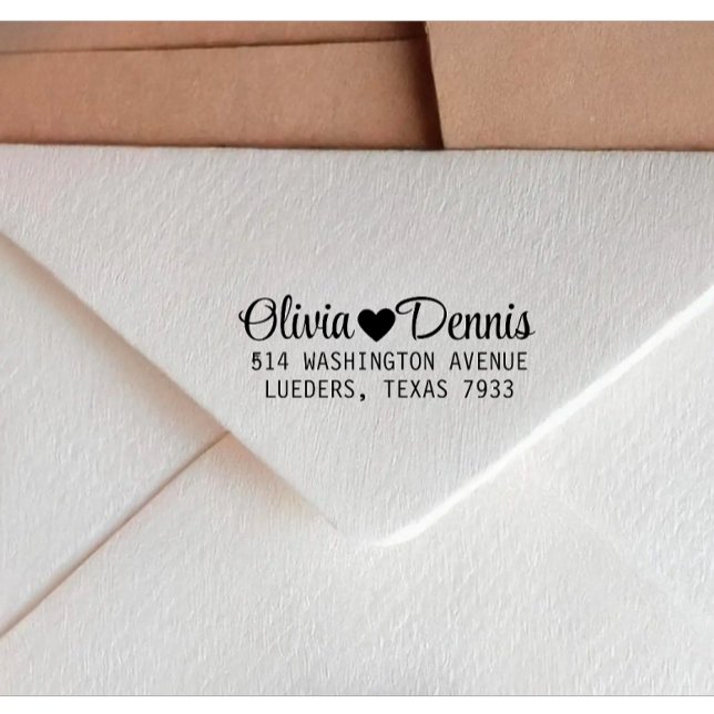 Sello Automático Modern Custom Wedding Return Address Black Text (Modern wedding couple name return address black text self inking stamp)