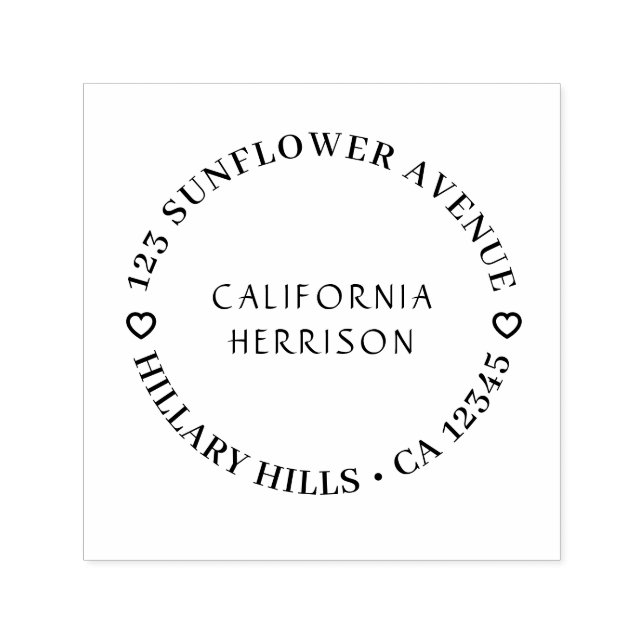 Sello Automático Modern Heart | Handwritten Round Return Address (Diseño)