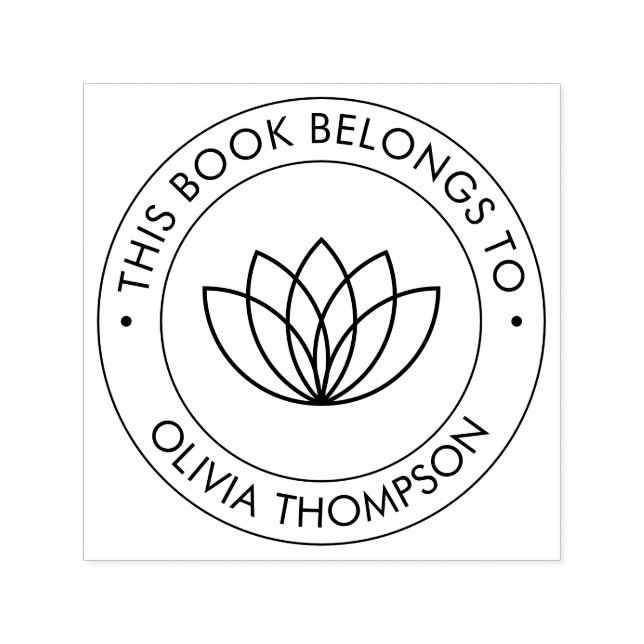 Sello Automático Modern Lotus Este Libro Pertenece A (Diseño)