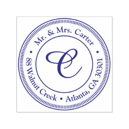 Sello Automático Modern Minimalist Monogram Family Name Rubber