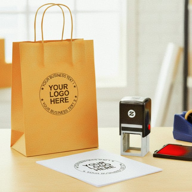 Sello Automático Modern Round Logo Stamp. Custom Business Text Seal (self inking custom rubber stamp with logo stamp)