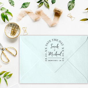 Sello Automático Modern Save The Date Stamp Wedding Stamp
