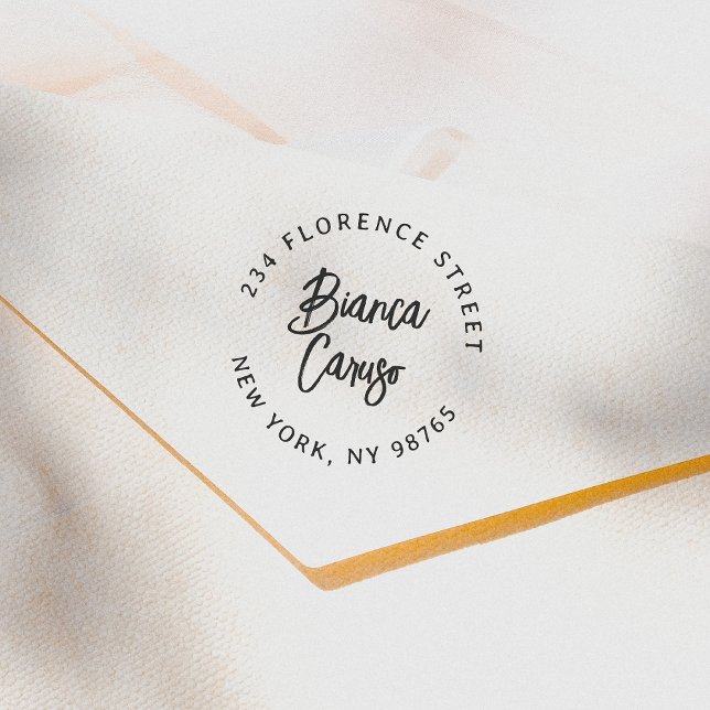 Sello Automático Modern Script Lettering Name Round Return Address (Subido por el creador)