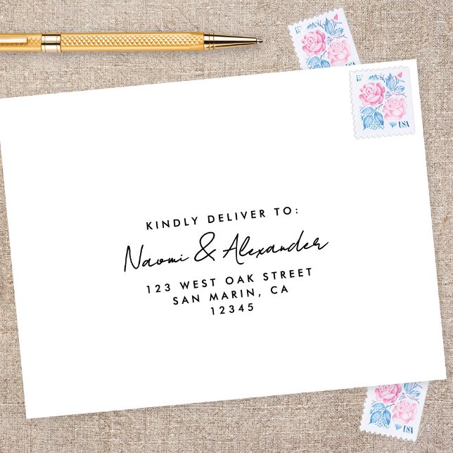 Sello Automático Modern Script Wedding Minimal RSVP Dirección de de (Subido por el creador)
