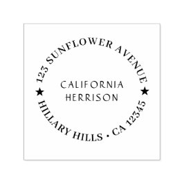 Sello Automático Modern Star | Script Round Return Address Design