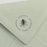 Sello Automático Modern Winter Pine Tree Return Address<br><div class="desc">Add an elegant touch to all your holiday correspondence with our chic Christmas return address design,  featuring your address curved around an modern sketched evergreen tree illustration.</div>