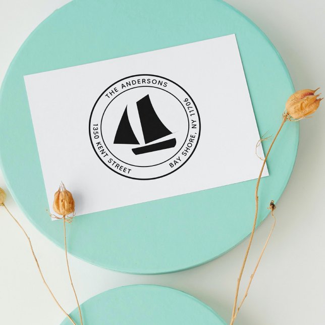 Sello Automático Moderna dirección de retorno de barco ruso redondo (boat return address )