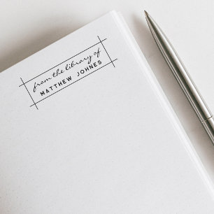 Sello Automático Moderna Y Sencilla De La Biblioteca De Minimal