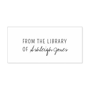 Sello Automático Moderno De La Biblioteca De Letra Simple Script