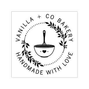 Sello Automático Moderno hecho a mano con amor Whisk Bakery Busines
