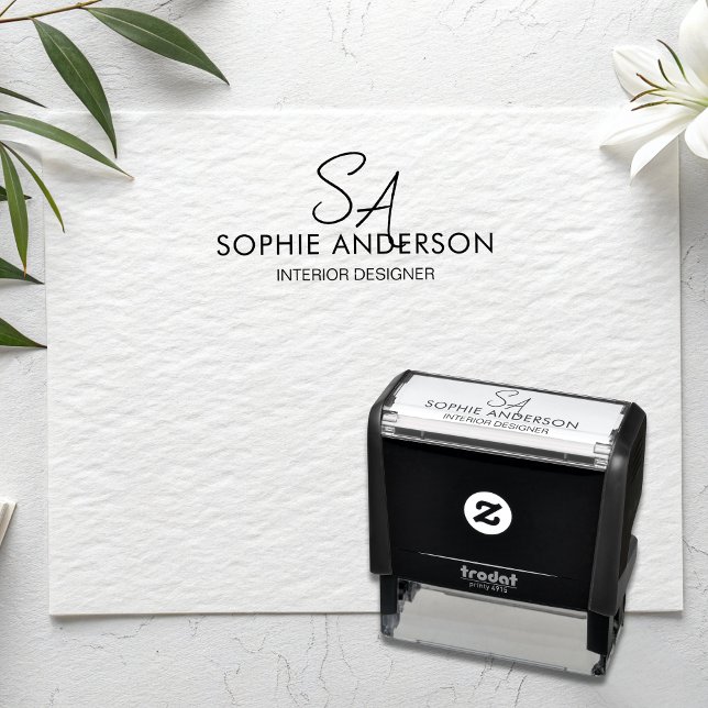 Sello Automático Moderno logotipo de monograma profesional (Modern Monogram Logo Professional Business Self-Inking Stamp)