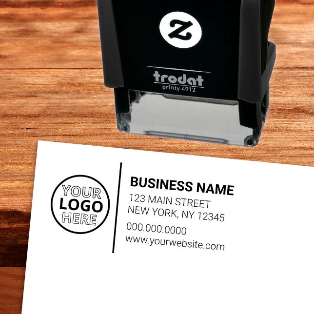 Sello Automático Moderno logotipo de negocios Dirección de retorno  (Modern Business Logo Large Return Address Self-inking Stamp
)