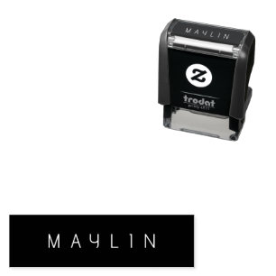 Sello Automático Moderno nombre editable minimalista   Blanco y neg