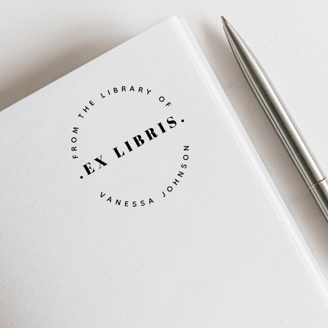 Sello Automático Moderno Retro Mínimo Nombre Personalizado Ex Libri (Subido por el creador)