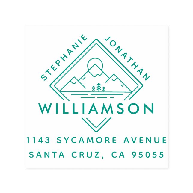 Sello Automático Moderno Square Mountain Sunset Landscape Dirección (Diseño)