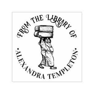 Sello Automático Monje Antiguo Cargando Libros Enormes Nombre de la