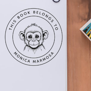 Sello Automático Mono lindo bebé este libro pertenece al nombre del
