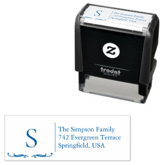 Sello Automático Monogram Family Address Stamp