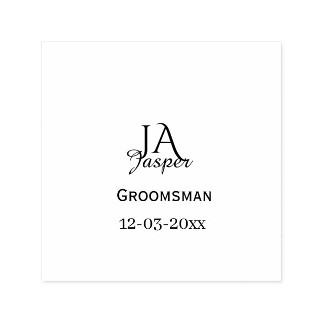 Sello Automático Monogram personalized groomsman best man name date (Diseño)