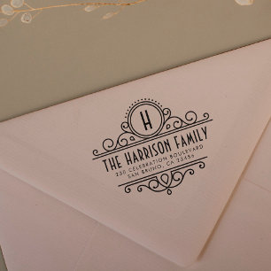 Sello Automático Monograma Art Deco   Nombre personalizado y direcc