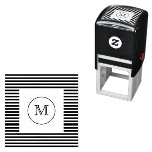 Sello Automático Monograma Bandas blancas y negras