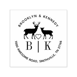 Sello Automático Monograma Boda de ciervos Dirección de devolución