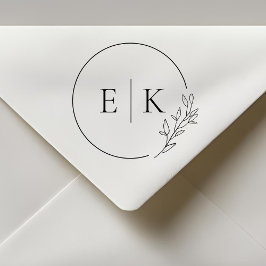 Sello Automático Monograma Boda de follaje moderno