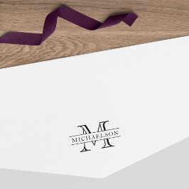 Sello Automático Monograma de apellido de borde clásico