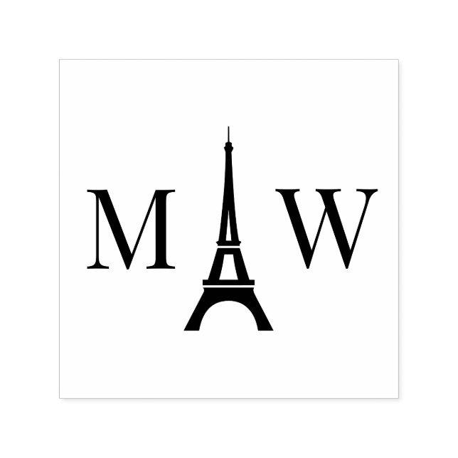 Sello Automático Monograma de boda inicial 2 Torre Eiffel (Diseño)
