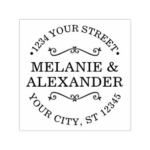 Sello Automático Monograma de dirección de devolución de nombre red