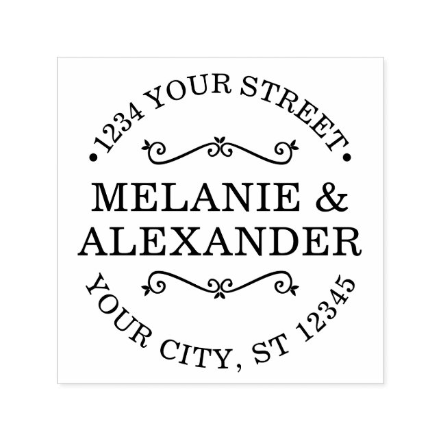 Sello Automático Monograma de dirección de devolución de nombre red (Diseño)