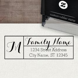 Sello Automático Monograma de familia de personalizados, nombre y d