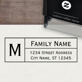 Sello Automático Monograma de familia personalizado y dirección de 