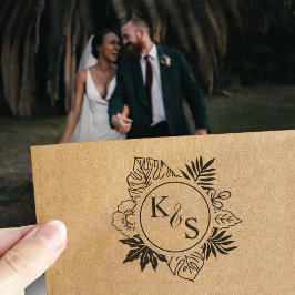 Sello Automático Monograma de flor tropical de escritura elegante