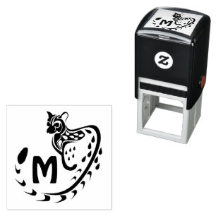 Sello Automático Monograma de genet tribal grande con manchas